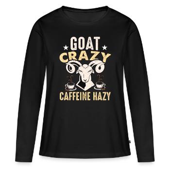 Élevage de moutons et de chèvres Élevage de chèvres Crazy Caffeine Farming - T-shirt manches longues Premium bio Femme - noir - Devant - Julia (174cm)