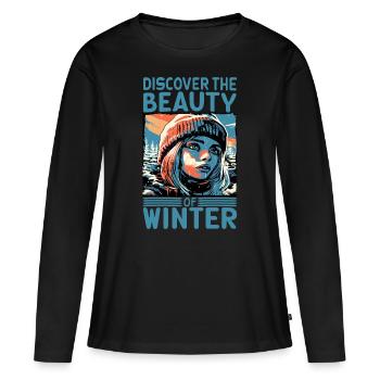 Découvrez la beauté de la citation de skieur d’hiver - T-shirt manches longues Premium bio Femme - noir - Devant - Julia (174cm)