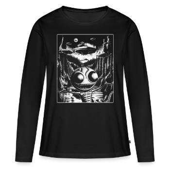 Invasion Meme Retro Alien UFO Selfie - Women's Premium Organic Long Sleeve Shirt - black - Front - Julia (174cm)