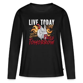 Les éleveurs de volailles vivent aujourd’hui comme des éleveurs de volailles - T-shirt manches longues Premium bio Femme - noir - Devant - Julia (174cm)