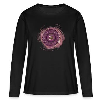 Sahasrara Septième Chakra - T-shirt manches longues Premium bio Femme - noir - Devant - Julia (174cm)