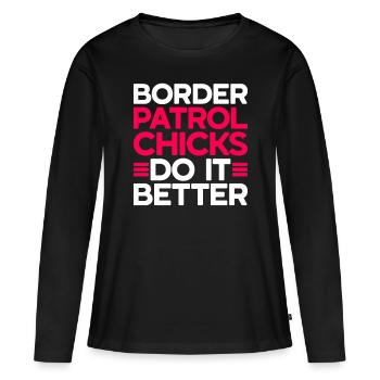 Gardes-frontières Gardes-frontières Douanes - T-shirt manches longues Premium bio Femme - noir - Devant - Julia (174cm)