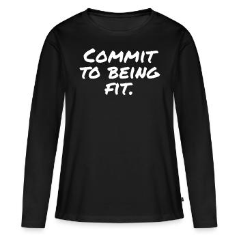 Commit to being fit - Women's Premium Organic Long Sleeve Shirt - black - Front - Julia (174cm)