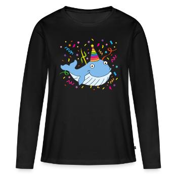Carnaval, Carnaval, Confettis, Casquette De Fou, Lundi Gras - T-shirt manches longues Premium bio Femme - noir - Devant - Julia (174cm)