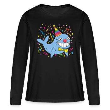 Carnaval, Carnaval, Confettis, Casquette De Fou, Lundi Gras - T-shirt manches longues Premium bio Femme - noir - Devant - Julia (174cm)
