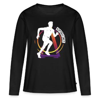 Sprint Sprinter Sprinten Leichtathletik Laufen - Frauen Premium Bio Langarmshirt - Schwarz - Vorne - Julia (174cm)