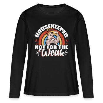 Femme de ménage pas pour la semaine - T-shirt manches longues Premium bio Femme - noir - Devant - Julia (174cm)