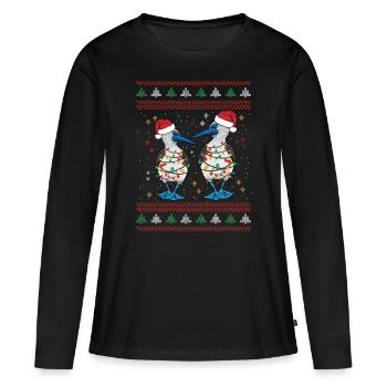 Weihnachten Blaufußtölpel Seevogel - Frauen Premium Bio Langarmshirt - Schwarz - Vorne - Julia (174cm)