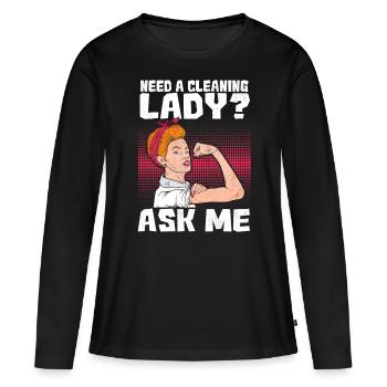 Besoin d’une femme de ménage ? Demandez-moi - T-shirt manches longues Premium bio Femme - noir - Devant - Julia (174cm)