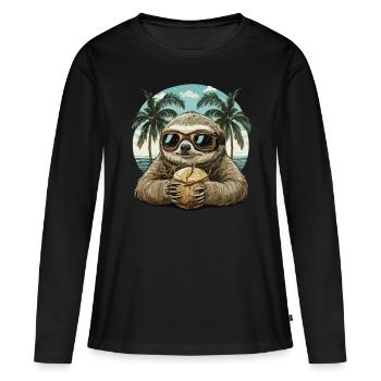 Casual Tropical Dream: Sloth Style - Women's Premium Organic Long Sleeve Shirt - black - Front - Julia (174cm)