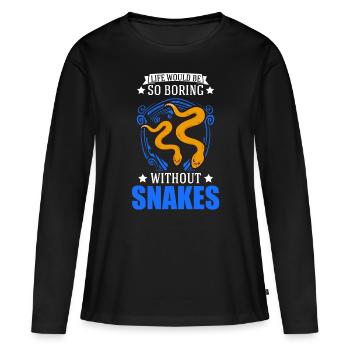 Schlangen Besitzer Schlangenliebhaber - Frauen Premium Bio Langarmshirt - Schwarz - Vorne - Julia (174cm)