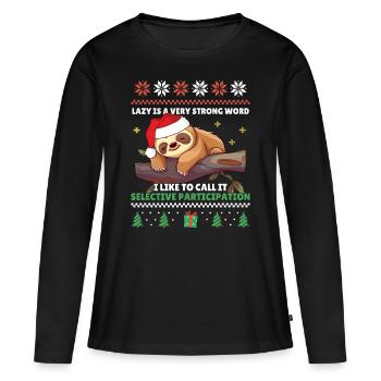 Participation sélective - Sloth Ugly Christmas - T-shirt manches longues Premium bio Femme - noir - Devant - Julia (174cm)