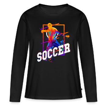 Soccer Soccer Player Striker Fan Colorful - Women's Premium Organic Long Sleeve Shirt - black - Front - Julia (174cm)