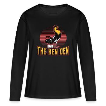 Avicole fermière : La poule aime le poulet de basse-cour - T-shirt manches longues Premium bio Femme - noir - Devant - Julia (174cm)
