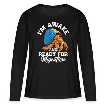 Fruits de mer, Fruits de mer, Moules, Bernard-l’ermite - T-shirt manches longues Premium bio Femme - noir - Devant - Julia (174cm)
