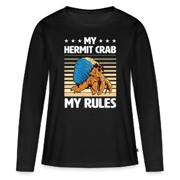 Fruits de mer, Fruits de mer, Moules, Bernard-l’ermite - T-shirt manches longues Premium bio Femme - noir - Devant - Julia (174cm)
