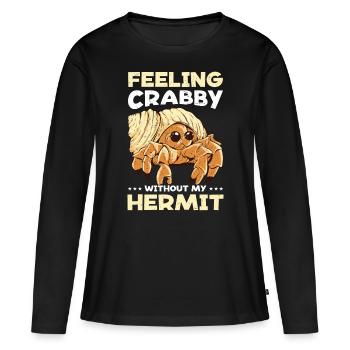 Fruits de mer, Fruits de mer, Moules, Bernard-l’ermite - T-shirt manches longues Premium bio Femme - noir - Devant - Julia (174cm)