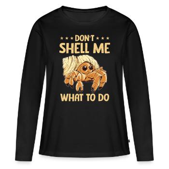 Fruits de mer, Fruits de mer, Moules, Bernard-l’ermite - T-shirt manches longues Premium bio Femme - noir - Devant - Julia (174cm)