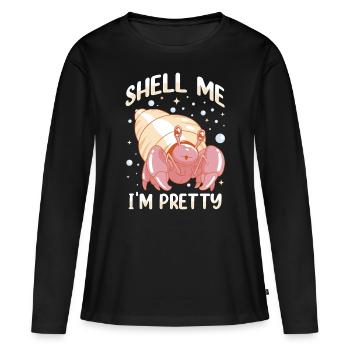 Fruits de mer, Fruits de mer, Moules, Bernard-l’ermite - T-shirt manches longues Premium bio Femme - noir - Devant - Julia (174cm)