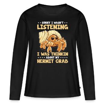 Fruits de mer, Fruits de mer, Moules, Bernard-l’ermite - T-shirt manches longues Premium bio Femme - noir - Devant - Julia (174cm)