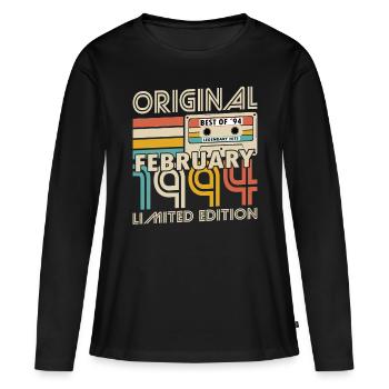 30ème Anniversaire Millésime Février 1994 Original 1994 - T-shirt manches longues Premium bio Femme - noir - Devant - Julia (174cm)