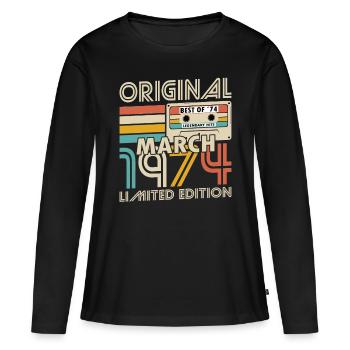 50th Birthday Vintage March 1974 Original 1974 - Women's Premium Organic Long Sleeve Shirt - black - Front - Julia (174cm)