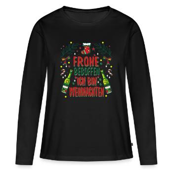 Frohe besoffen ich bin Weihnachten - Frauen Premium Bio Langarmshirt - Schwarz - Vorne - Julia (174cm)