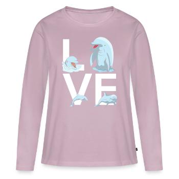 Dolphin Love - Frauen Premium Bio Langarmshirt - Altrosa - Vorne - Julia (174cm)