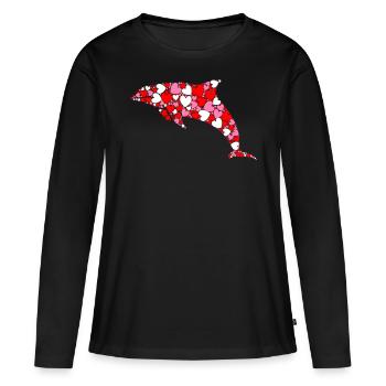 Dolphin Heart - Frauen Premium Bio Langarmshirt - Schwarz - Vorne - Julia (174cm)
