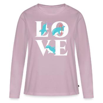 Dolphin Love - Frauen Premium Bio Langarmshirt - Altrosa - Vorne - Julia (174cm)