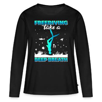 Plongée, Apnée Plongée, Apnée No Limit Apnée Apnée - T-shirt manches longues Premium bio Femme - noir - Devant - Julia (174cm)