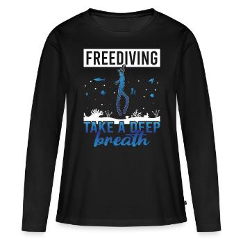 Plongée, Apnée Plongée, Apnée No Limit Apnée Apnée - T-shirt manches longues Premium bio Femme - noir - Devant - Julia (174cm)