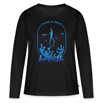Plongée, Apnée Plongée, Apnée No Limit Apnée Apnée - T-shirt manches longues Premium bio Femme - noir - Devant - Julia (174cm)
