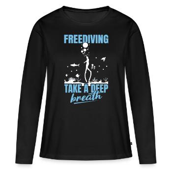 Plongée, Apnée Plongée, Apnée No Limit Apnée Apnée - T-shirt manches longues Premium bio Femme - noir - Devant - Julia (174cm)