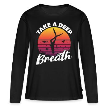 Plongée, Apnée Plongée, Apnée No Limit Apnée Apnée - T-shirt manches longues Premium bio Femme - noir - Devant - Julia (174cm)