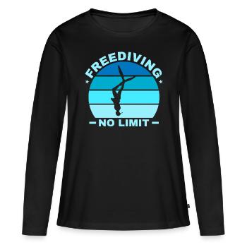 Plongée, Apnée Plongée, Apnée No Limit Apnée Apnée - T-shirt manches longues Premium bio Femme - noir - Devant - Julia (174cm)