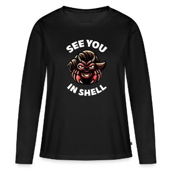 Fruits de mer, Fruits de mer, Moules, Bernard-l’ermite - T-shirt manches longues Premium bio Femme - noir - Devant - Julia (174cm)