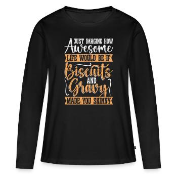 Biscuits et sauce Imaginez comment l’amateur de sauce - T-shirt manches longues Premium bio Femme - noir - Devant - Julia (174cm)