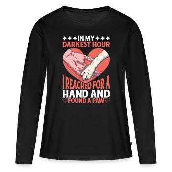 J’ai tendu la main et j’ai trouvé une patte 9 - T-shirt manches longues Premium bio Femme - noir - Devant - Julia (174cm)