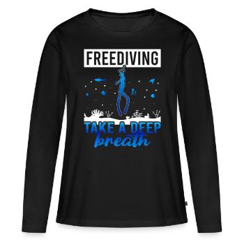 Plongée, Apnée Plongée, Apnée No Limit Apnée Apnée - T-shirt manches longues Premium bio Femme - noir - Devant - Julia (174cm)