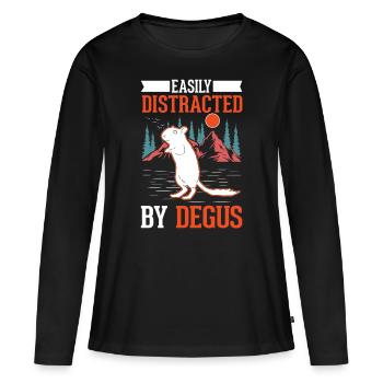 Degu cadeau arbuste rat forêt degu - T-shirt manches longues Premium bio Femme - noir - Devant - Julia (174cm)