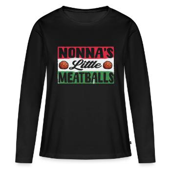 Nonna's Little Meatballs - Women's Premium Organic Long Sleeve Shirt - black - Front - Julia (174cm)