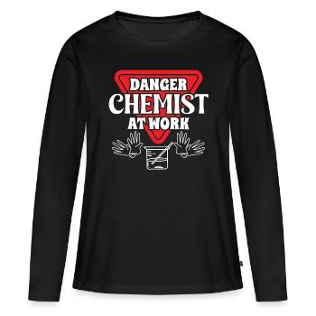 Chimiste Danger Chimiste au travail Chimie Technicien chimiste - T-shirt manches longues Premium bio Femme - noir - Devant - Julia (174cm)