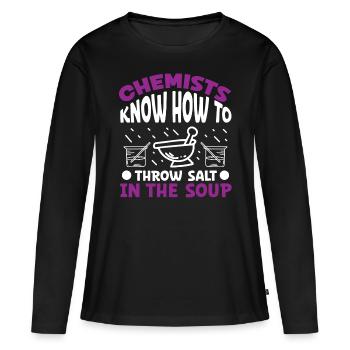 Chimiste Jeter Du Sel Dans La Soupe Chimie Technicien Chimiste - T-shirt manches longues Premium bio Femme - noir - Devant - Julia (174cm)