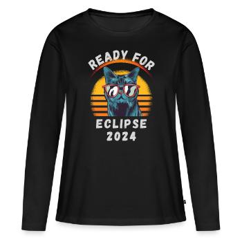 Prêt pour l’éclipse solaire de 2024 - T-shirt manches longues Premium bio Femme - noir - Devant - Julia (174cm)