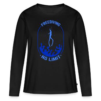Plongée, Apnée Plongée, Apnée No Limit Apnée Apnée - T-shirt manches longues Premium bio Femme - noir - Devant - Julia (174cm)