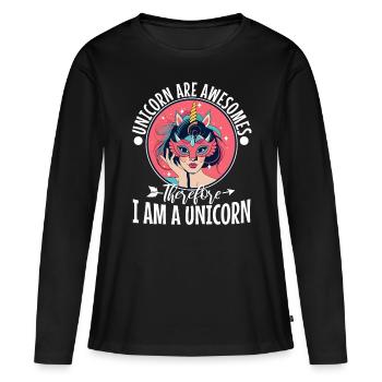 Les licornes sont géniales, donc je suis une licorne - T-shirt manches longues Premium bio Femme - noir - Devant - Julia (174cm)