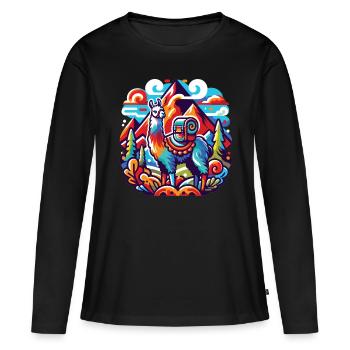 Lama de randonnée : De sommet en sommet - T-shirt manches longues Premium bio Femme - noir - Devant - Julia (174cm)