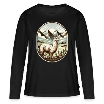 Llama Trek : Randonnée avec vue - T-shirt manches longues Premium bio Femme - noir - Devant - Julia (174cm)