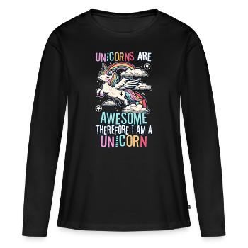 100 jours magiques d'école - T-shirt manches longues Premium bio Femme - noir - Devant - Julia (174cm)